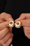 Heliophilia Silver Pendientes de Metal Dorados con Acabado de Laca